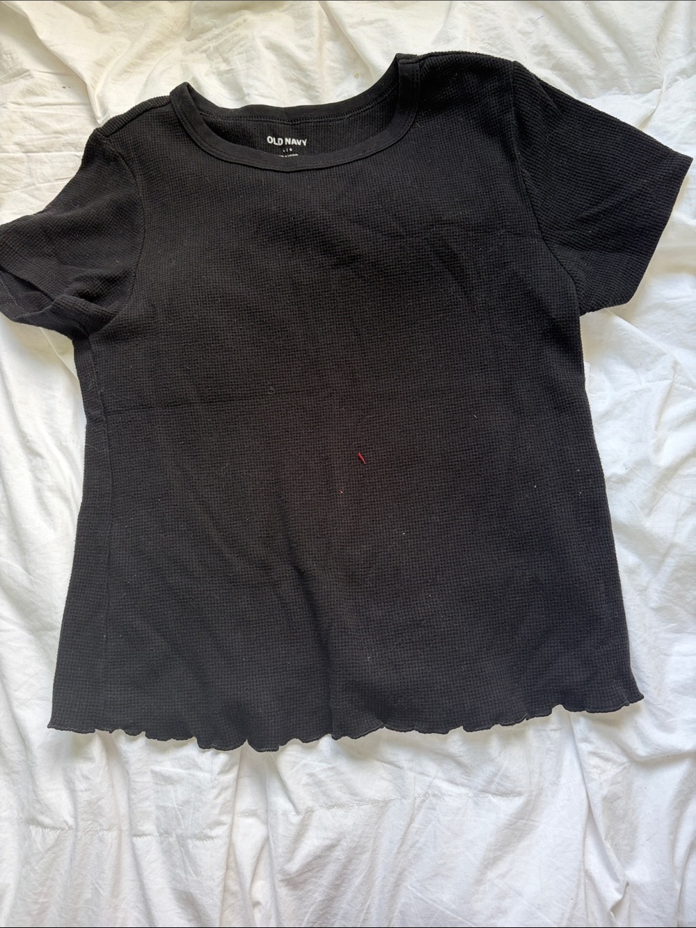 Old Navy Black Ribbed Short-Sleeve Crop Top